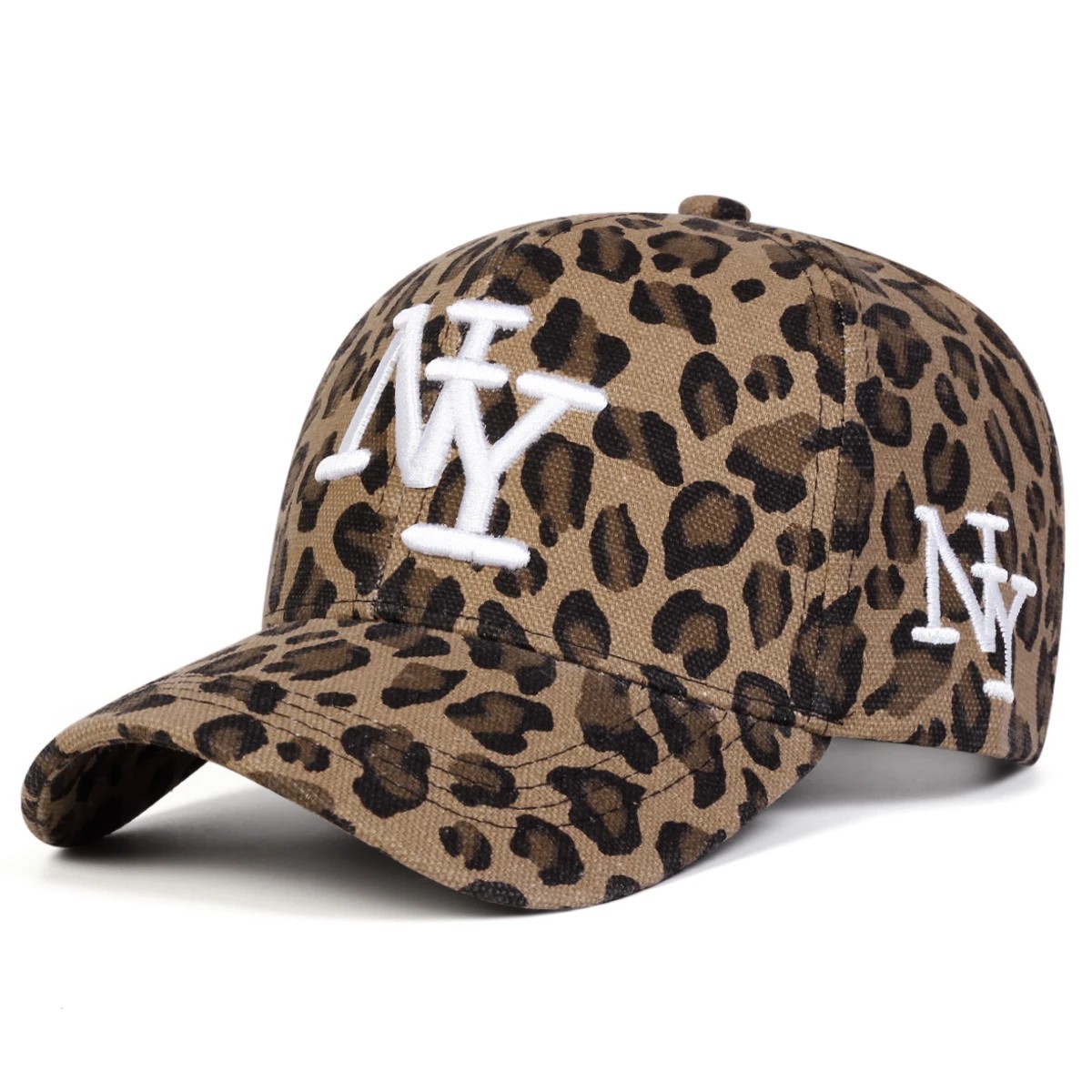 Leopard Print NY Baseball Cap Women Adjustable Trendy Streetwear Hat