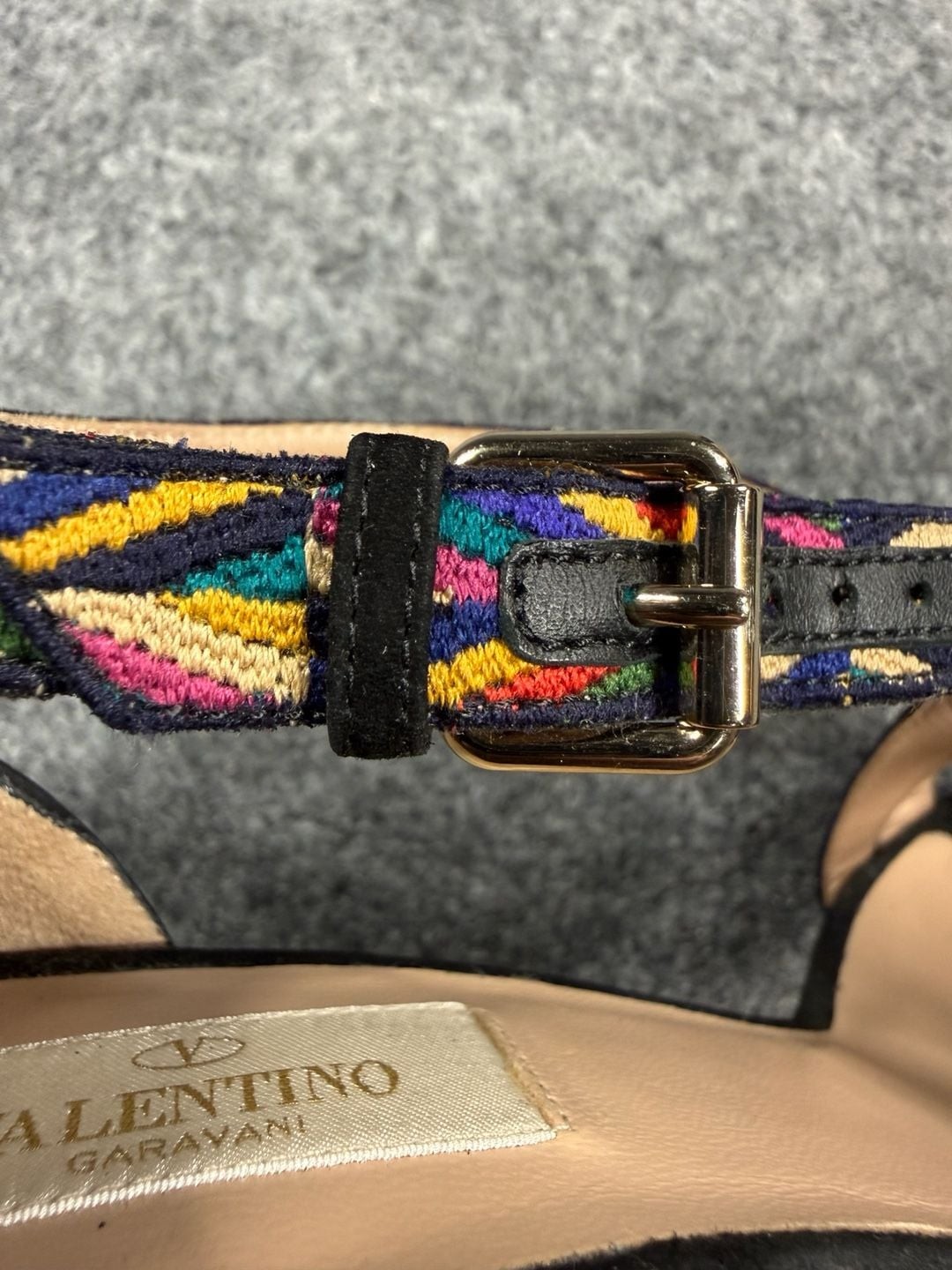 Valentino Garavani Native Couture Embroidered Block Heel Sandals 37.5 EU