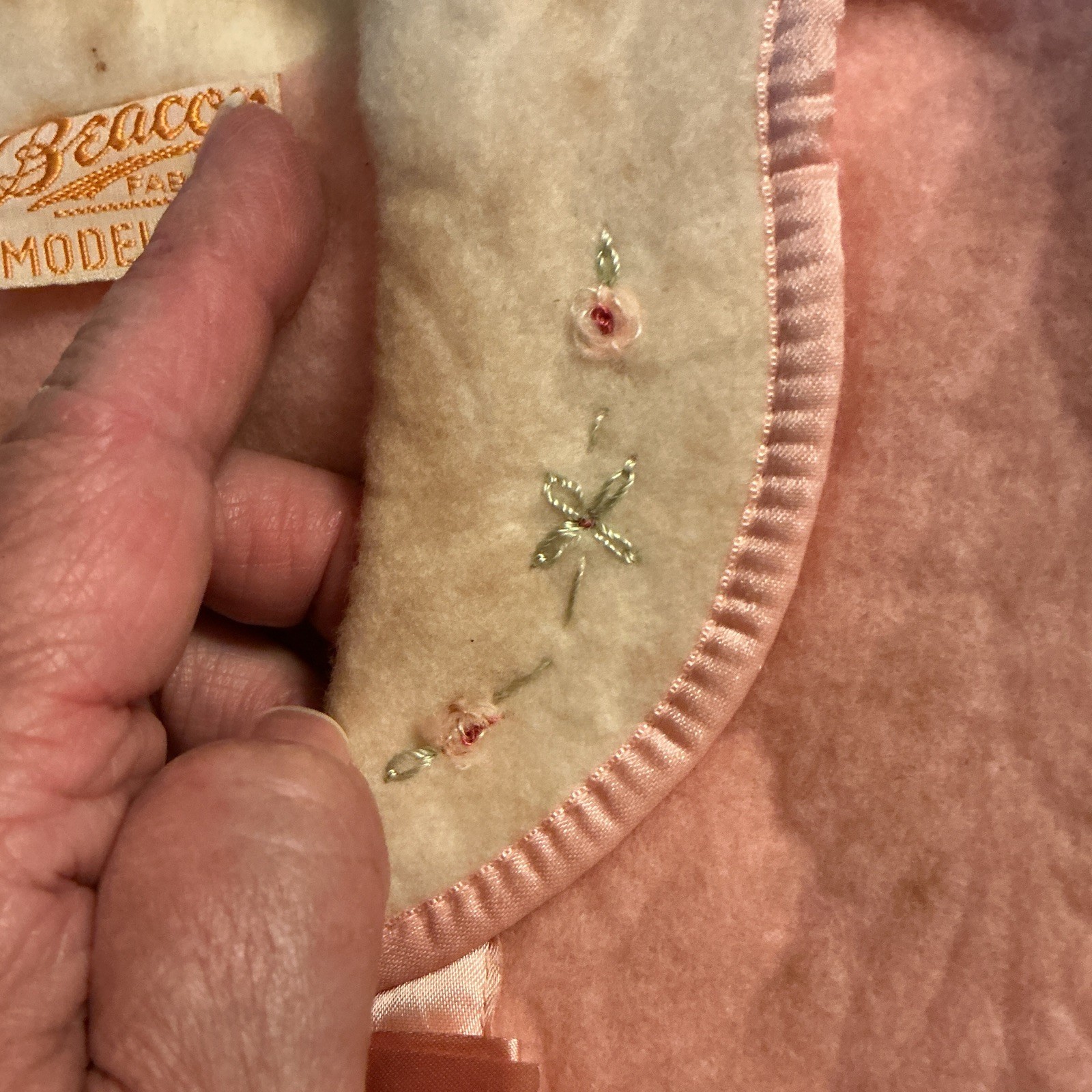 Beacon Vintage 1939 Pink Velour Newborn Robe & Booties 2pc Set