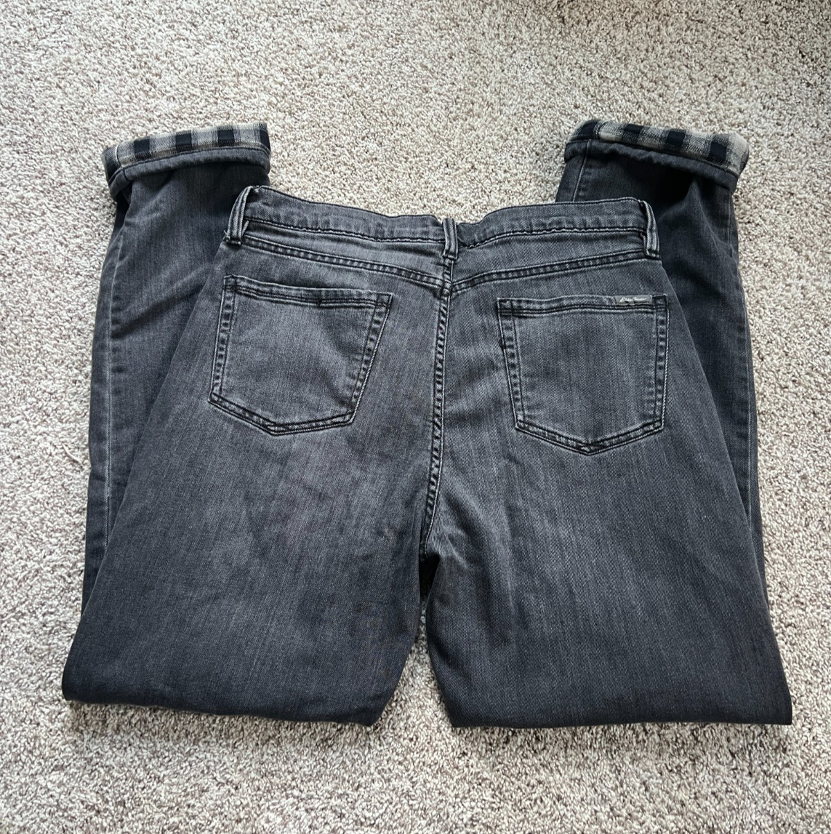 Flannel-lined, boyfriend, midrise, straight Eddie Bauer jeans, Size 8