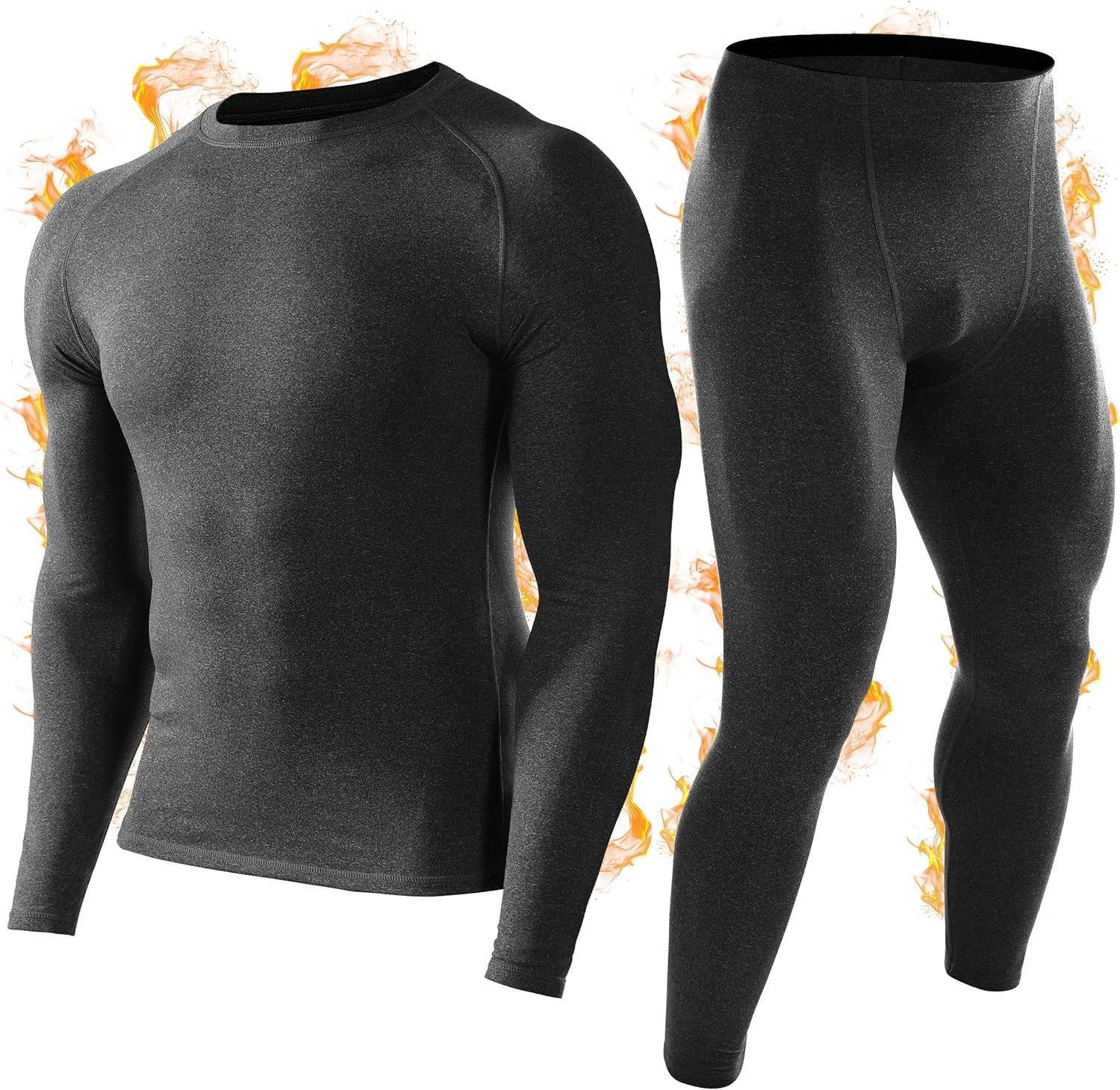 Men Thermal Underwear Set Long Johns Fleece Lined Compression Base Layer Winter