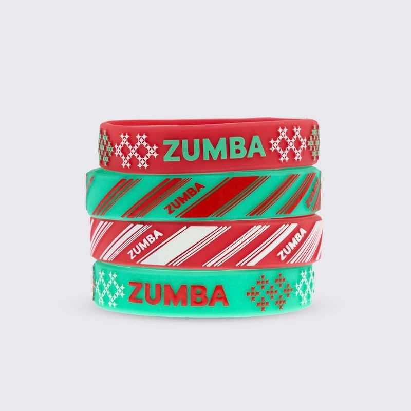 Zumba Holiday Rubber Bracelets – Red & Green ~ 8 Pack or 16 Pack ~ New!