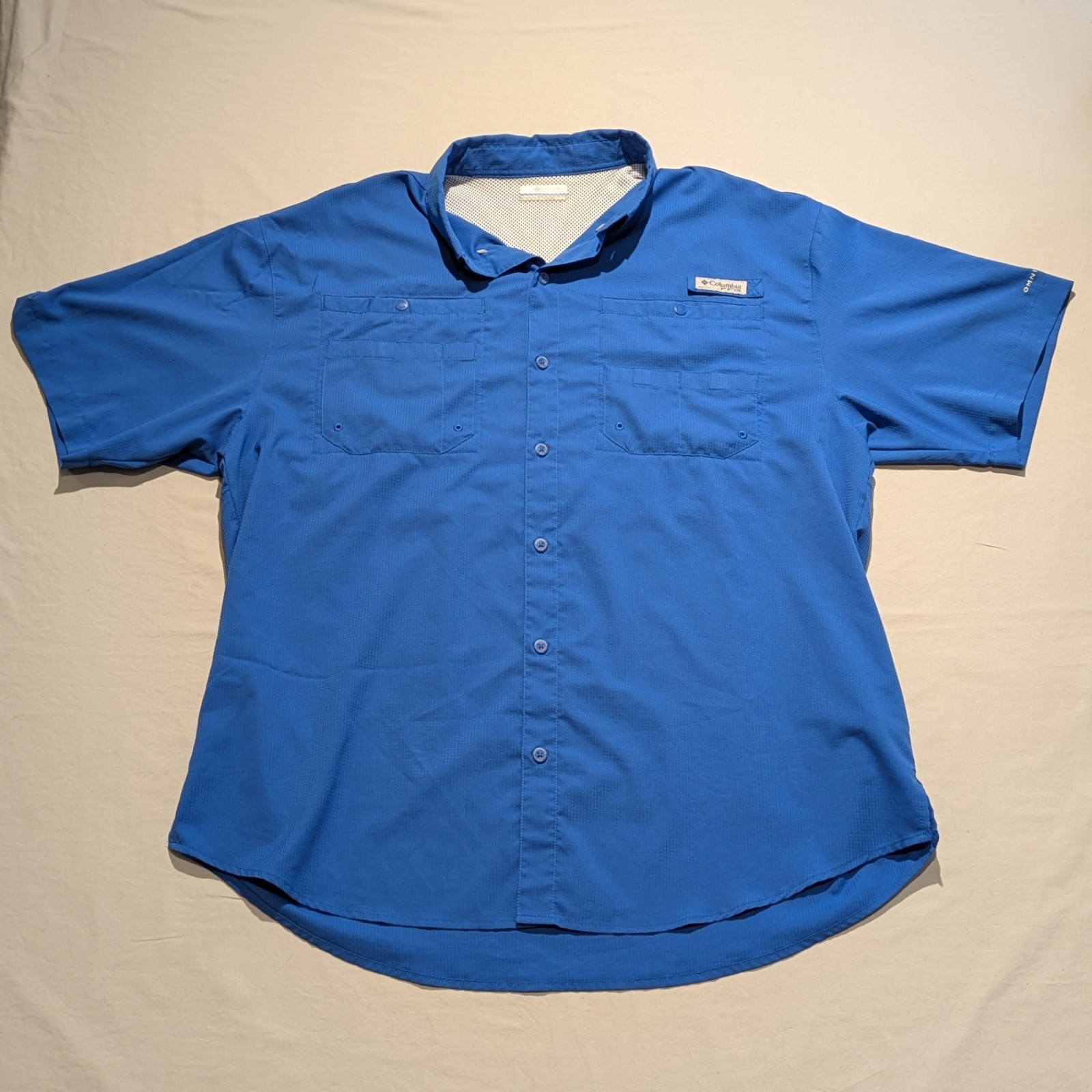 Columbia Tamiami Shirt Mens XL Royal Blue PFG Omni Shade Fishing Camp