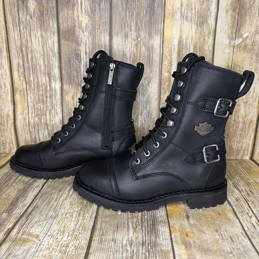 NWT Harley Davidson Balsa Black Leather Biker Riding Moto Boot Womens Sz 6.5