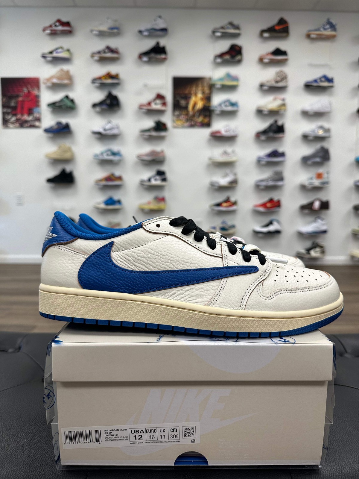 Jordan 1 Retro Low OG SP Fragment x Travis Scott Sail Military Blue – Size 12
