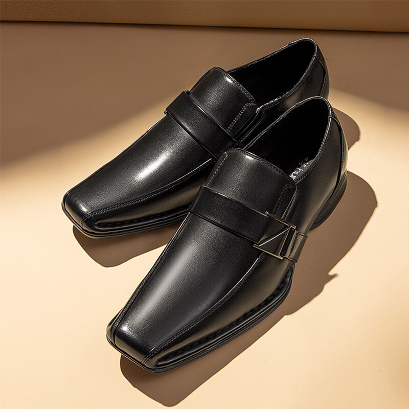 Men Dress Shoes Oxford Faux Leather Slip On Business Square Toe Loafer Shoes