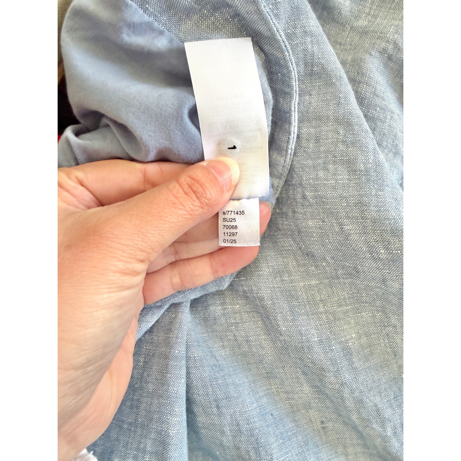 LOFT Linen/Cotton Midi Skirt High Waisted Front Slit Lined Light Blue Size 14/XL