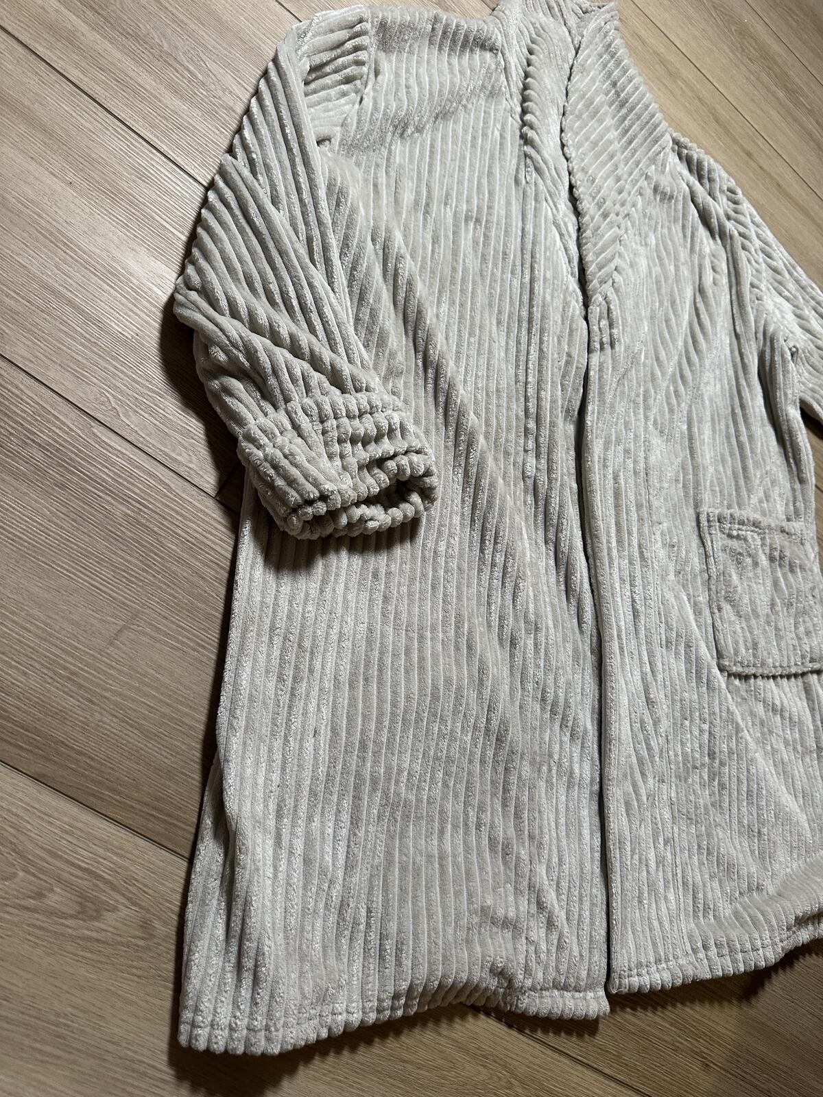 Anari Cream Ribbed Long Coat One Size Fits Most
