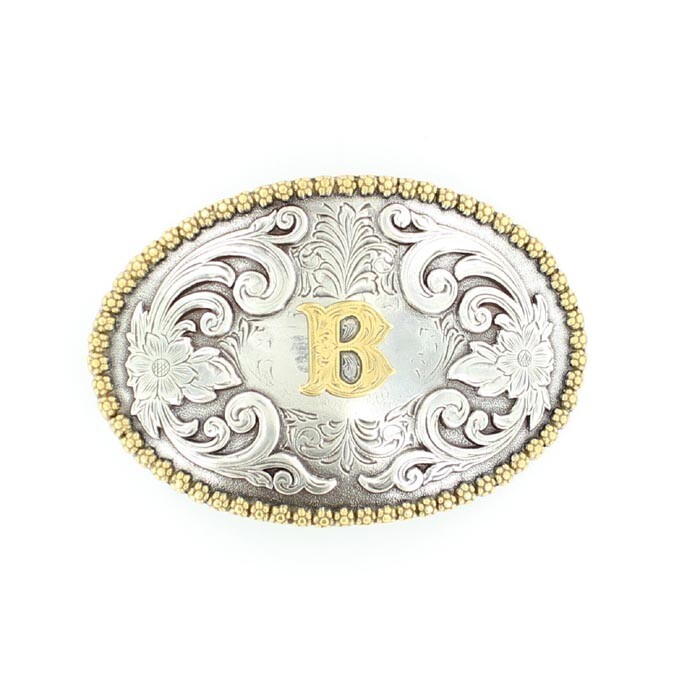 Nocona Antique Scroll & Initial Oval Belt Buckle 37072