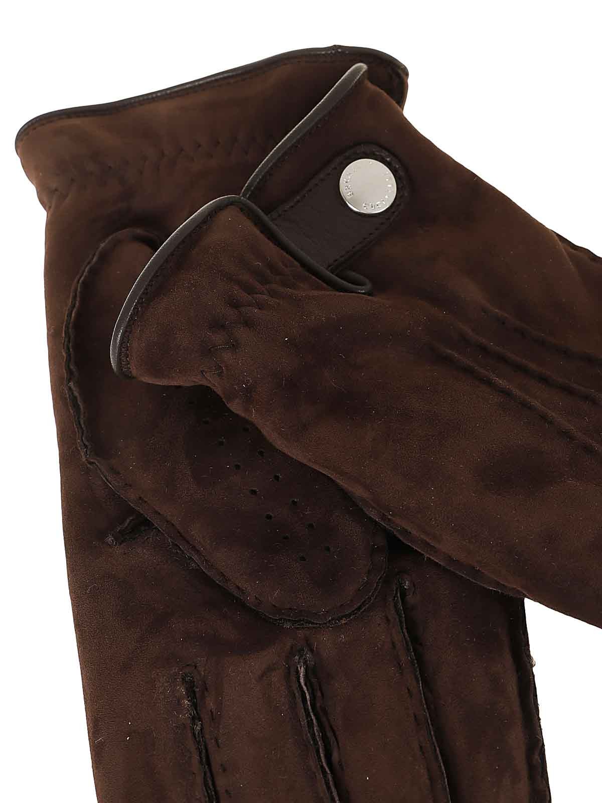 BRUNELLO CUCINELLI MEN’S COFFEE SUEDE PERFORATED GLOVES MSRP $1760