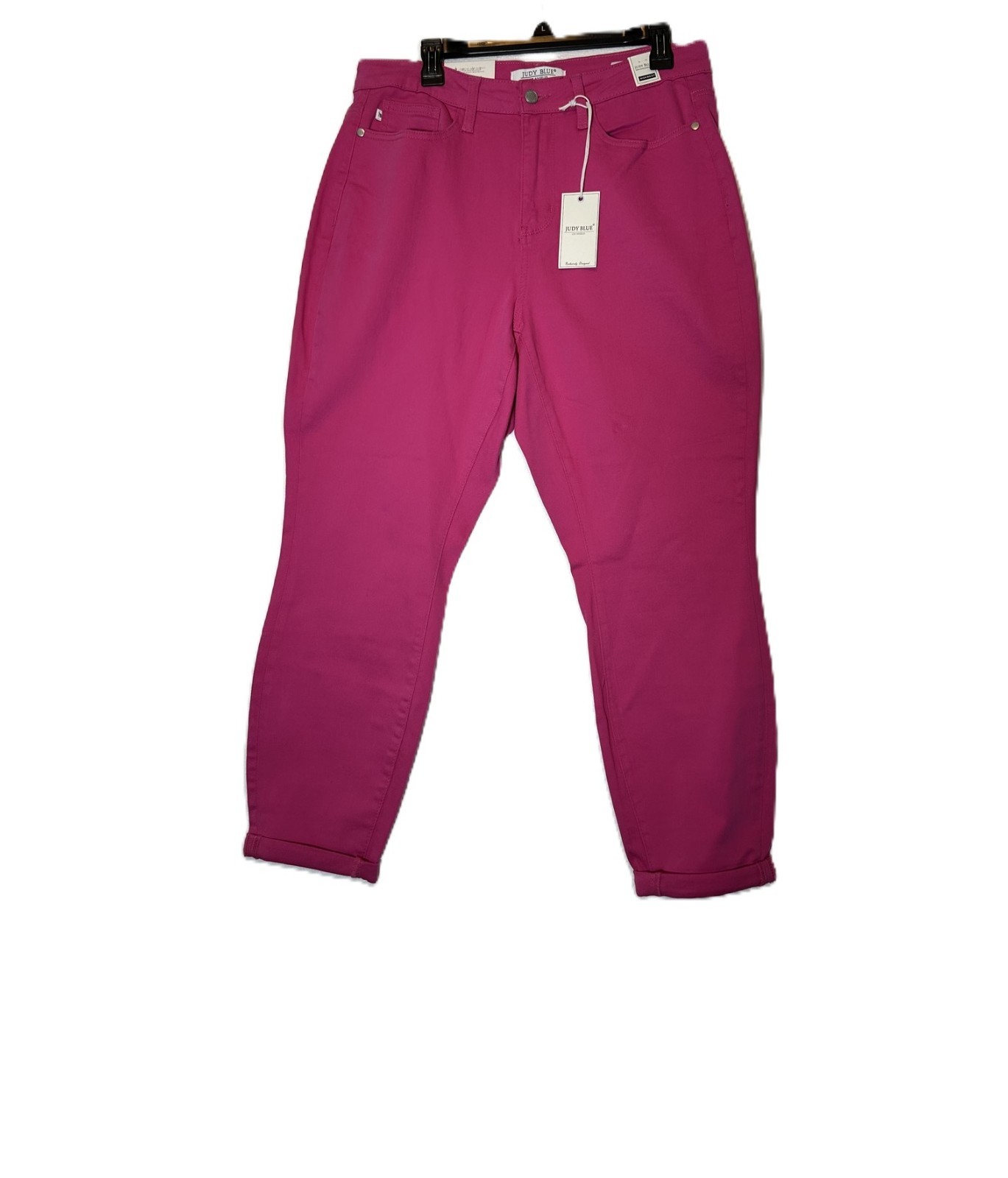 NEW Judy Blue Jeans Womens Size 14W Hot Pink Slim Fit Ankle Stretchy