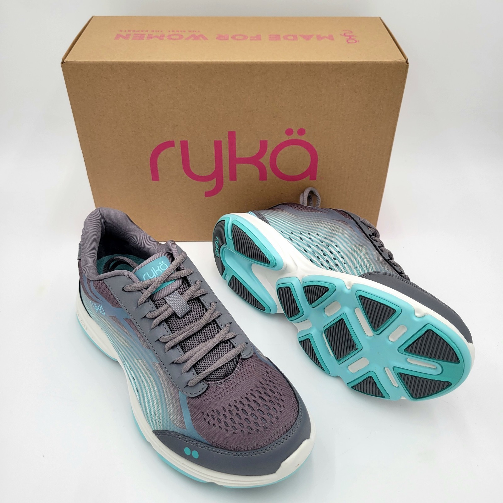 Women’s Ryka Devotion Plus 3 Walking Sneakers Size 8 Wide Quiet Gray Mesh Fabric
