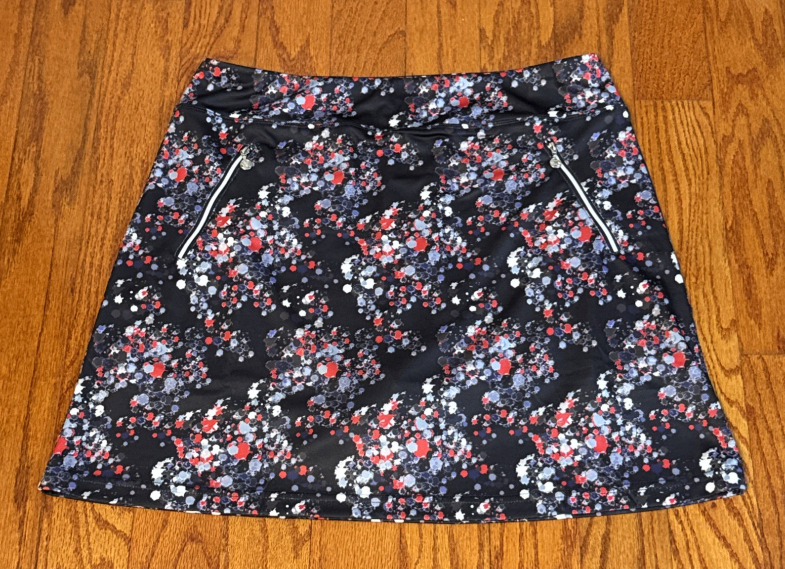 Daily Sports Women Large Golf Casual Pull On Skort Skirt w Shorts Zip Pockets