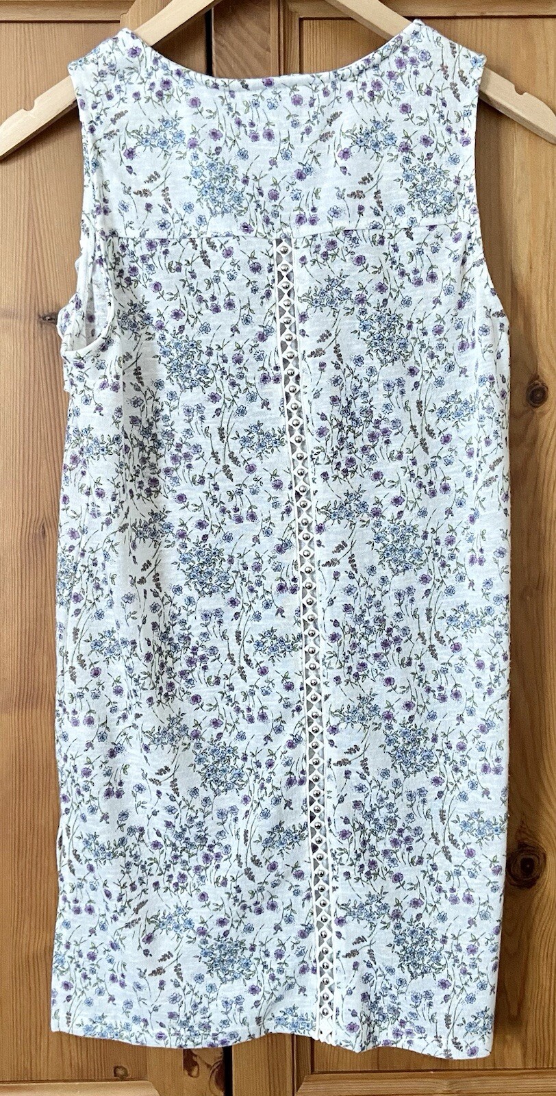 Next White Floral Vest Top | Longline Sleeveless Tunic | Cottagecore | Size 8