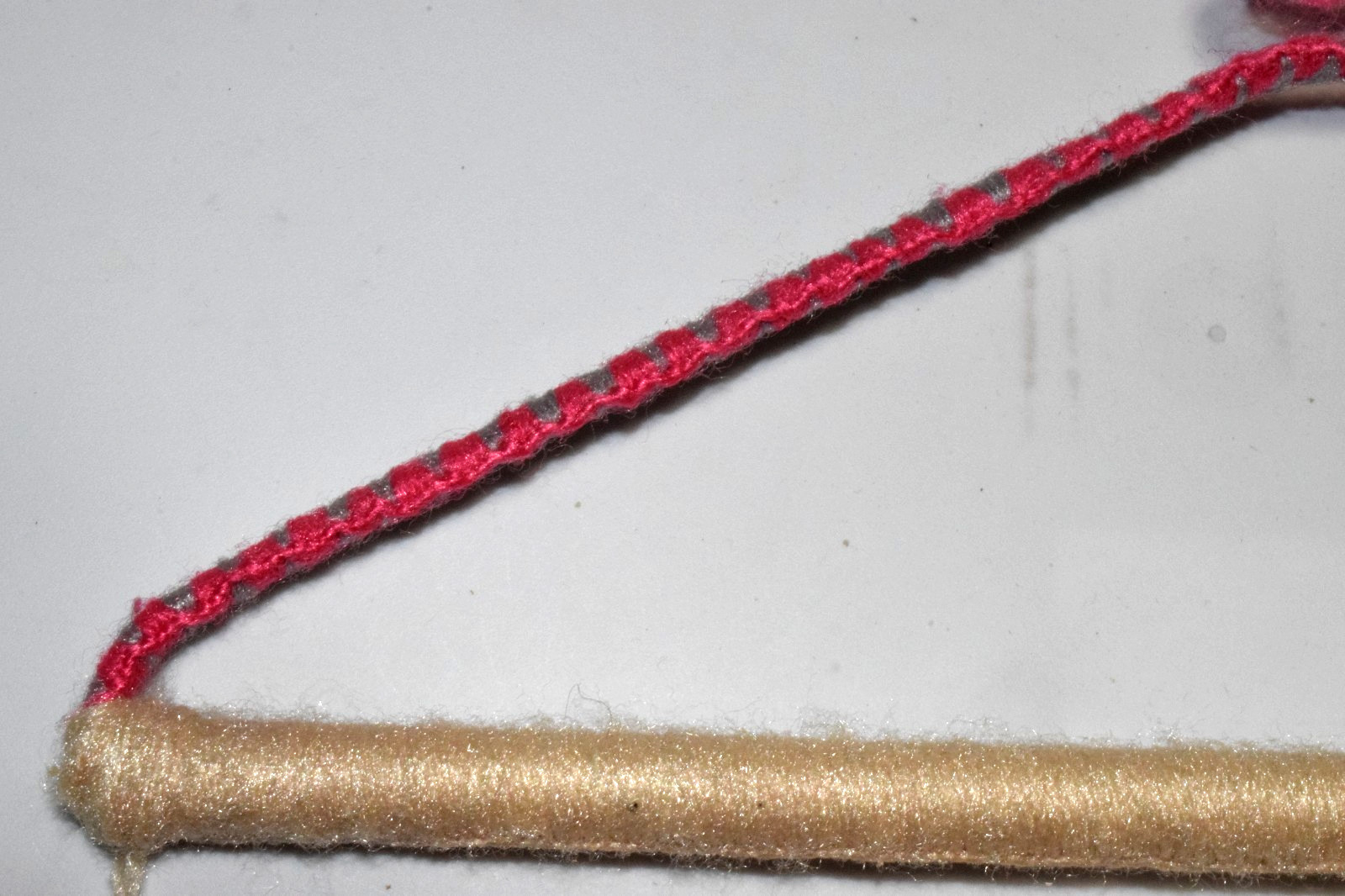 Vintage Yarn Wrapped Thick Wire Pant Hanger 50s 70s Rose Gray Cream Satin 16″