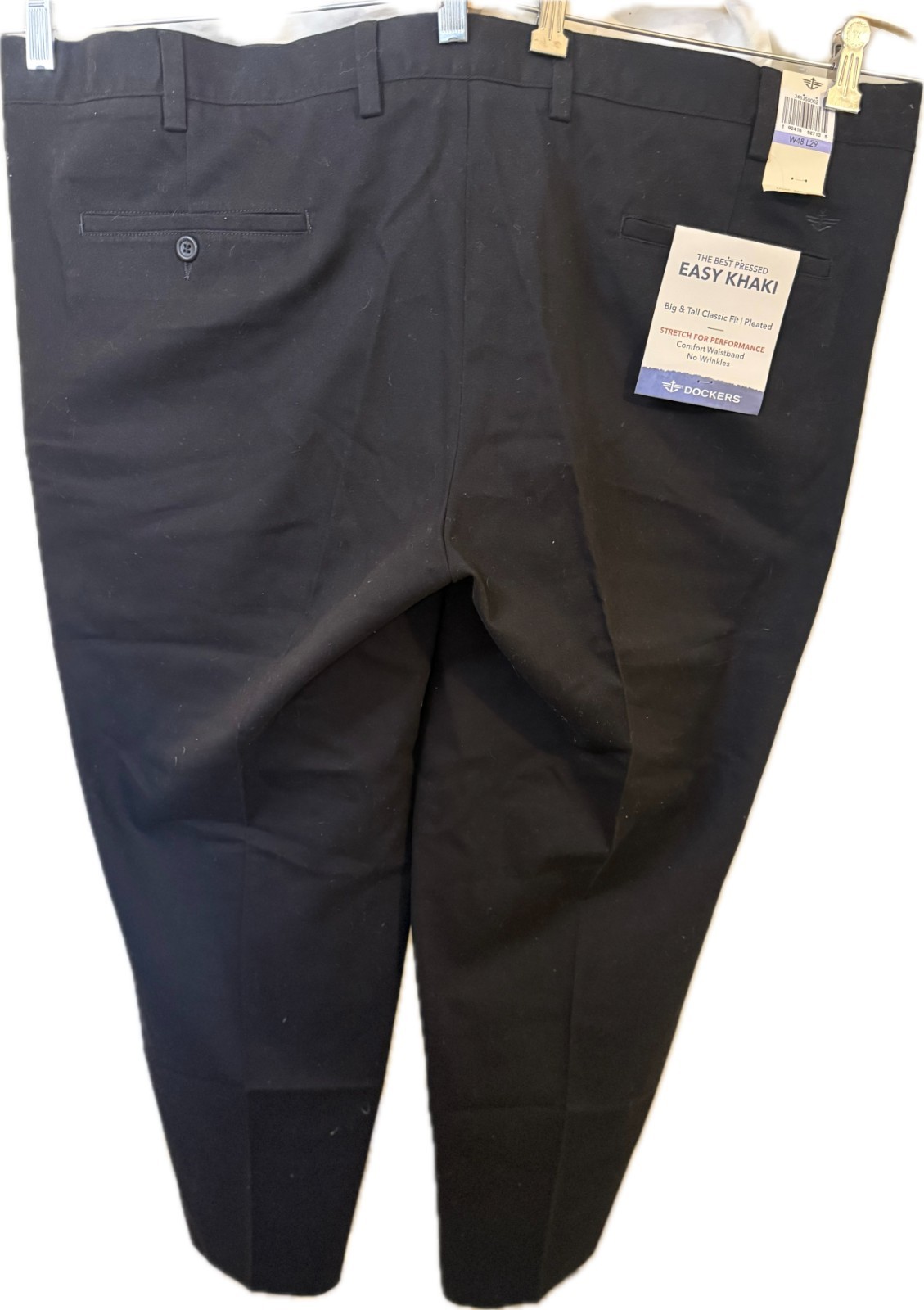 Dockers Men’s Classic Fit Easy Khaki Pants Big & Tall Black 48 W x 29 NWT