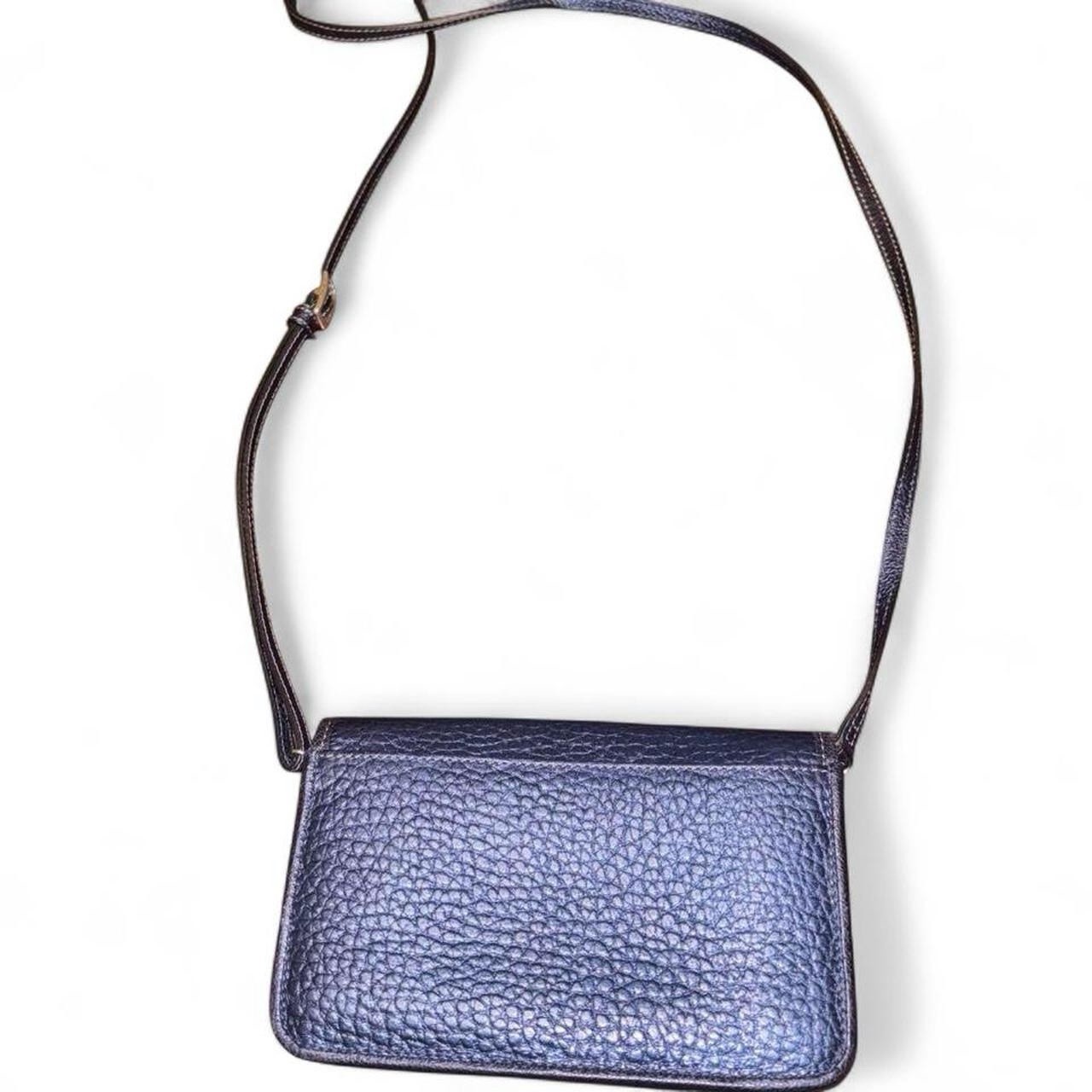 Blue Pebbled Small Crossbody Bag Buckle Flap Snap Closure Adjustable Strap