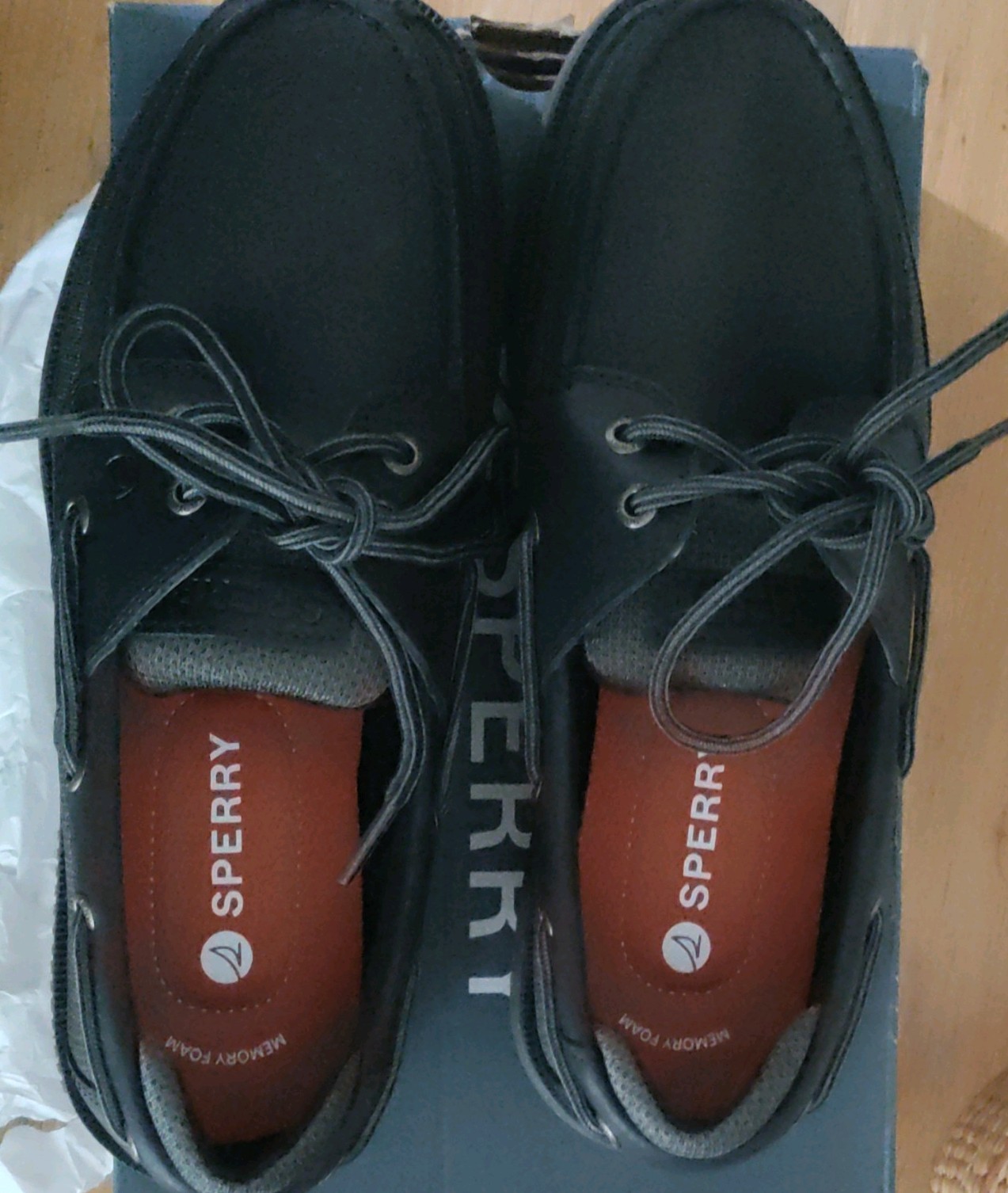 Sperry Surveyor 2-Eye Men’s Black Boat Shoes US 7 M Memory Foam STS25896