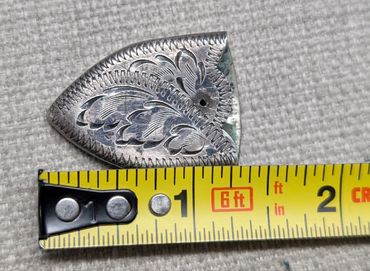 vintage STERLING SILVER belt buckle set 3PC cowboy WESTERN antique ENGRAVED