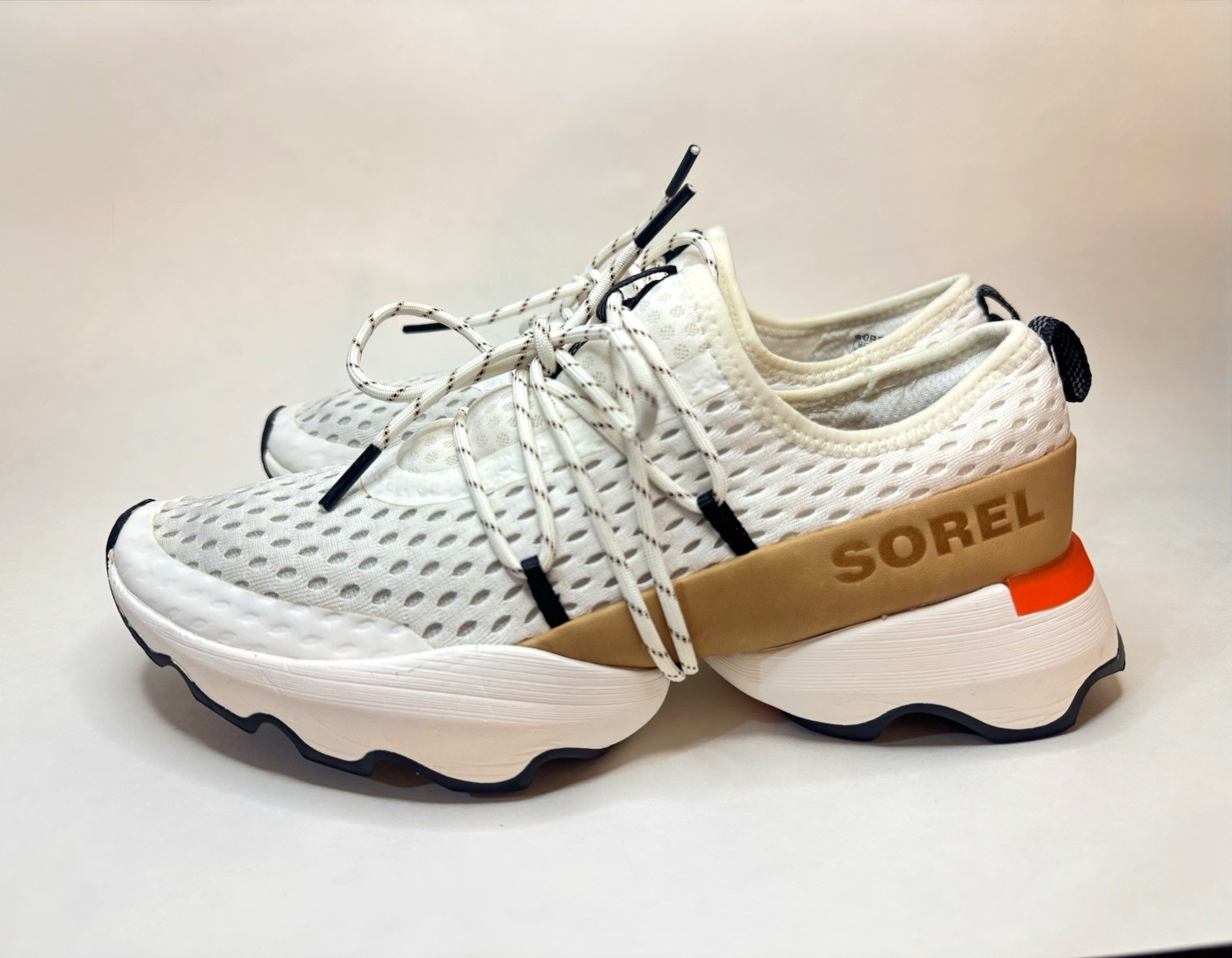 SOREL Mesh Lace-Up Low Top Athletic Sneakers White Tan Orange NL4073-125
