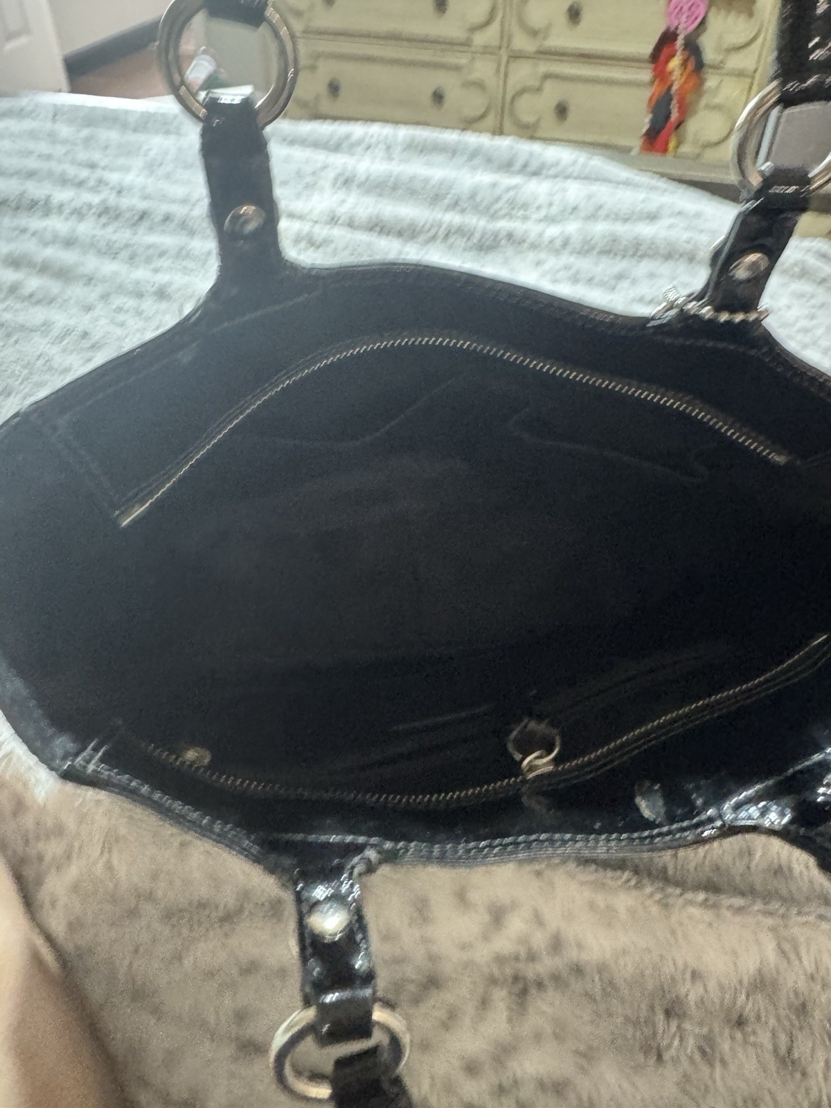 Coach Black Patent Leather Embossed Authentic Tote