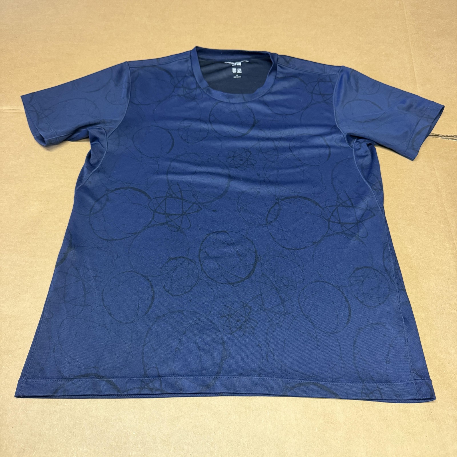 Futura X Uniqlo DRY-EX Shirt Mens Medium Blue Geometric Print Quick Dry Tee