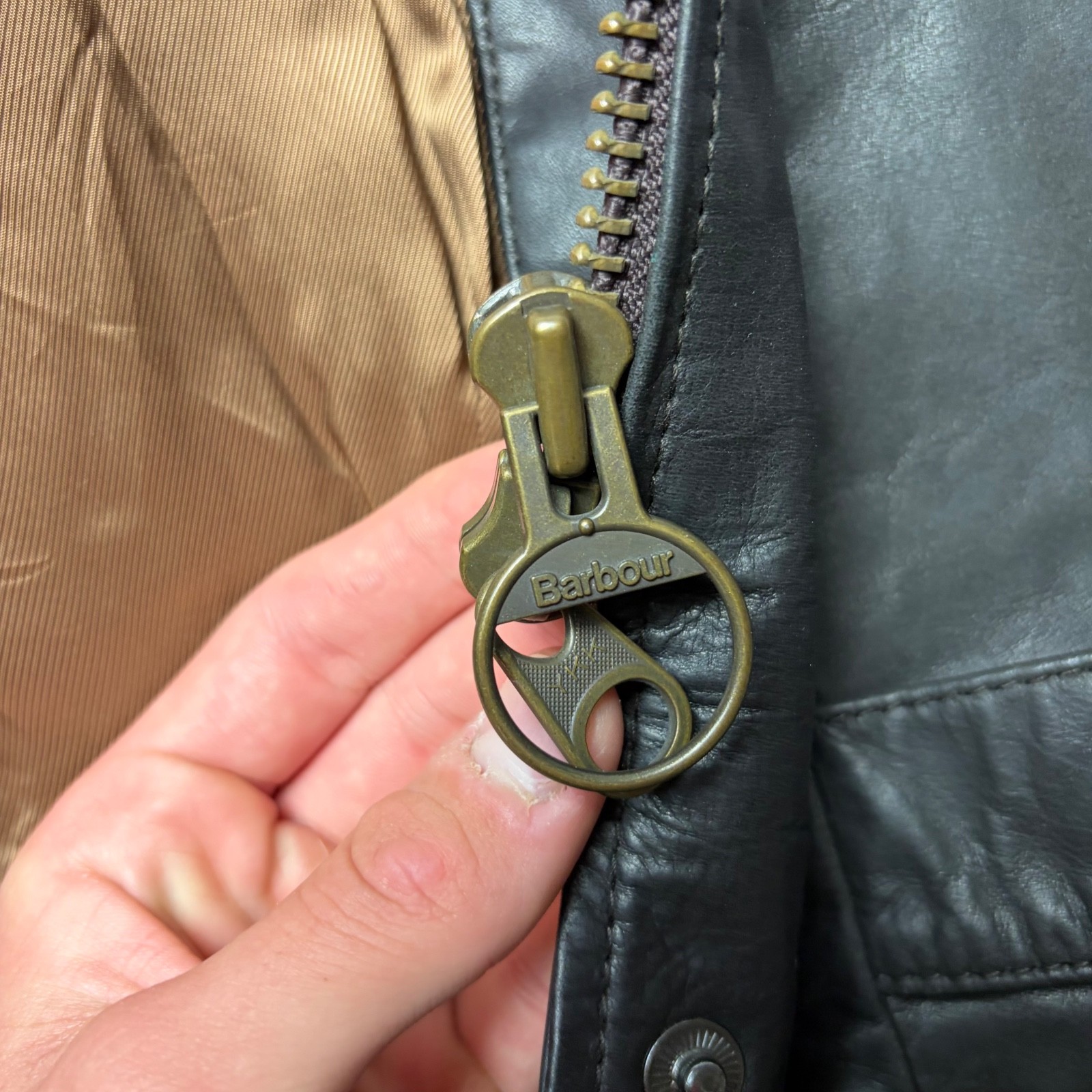 Barbour leather coat, size 42, good condition as shown in photos.
