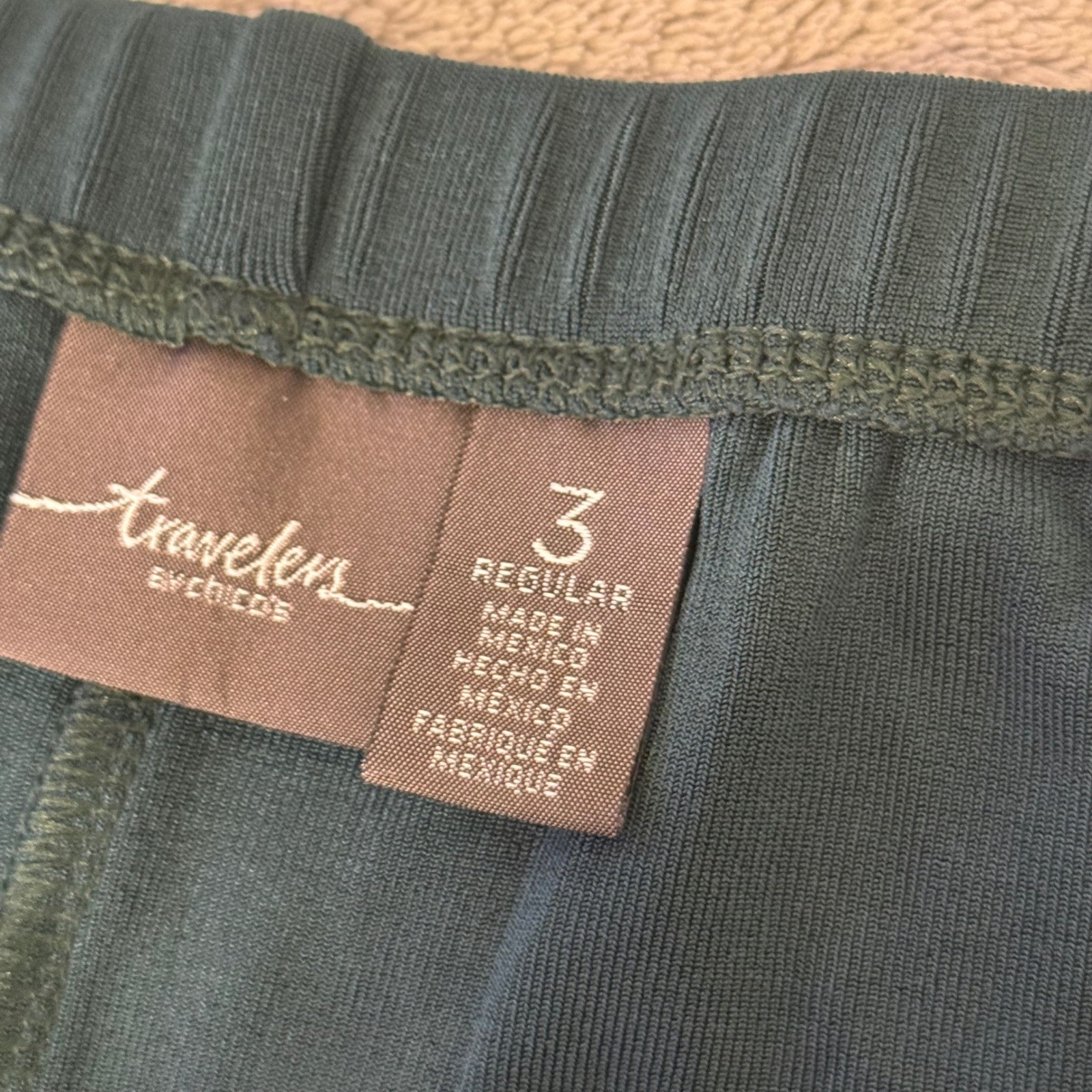 Chicos Travelers Slinky Knit Pull On Stretch Pants Size XL 16 Green Travel