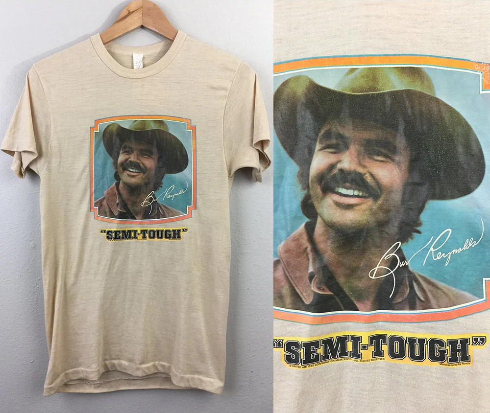 Vintage 70s BURT REYNOLDS Semi-Tough Short Sleeve White All Size shirt