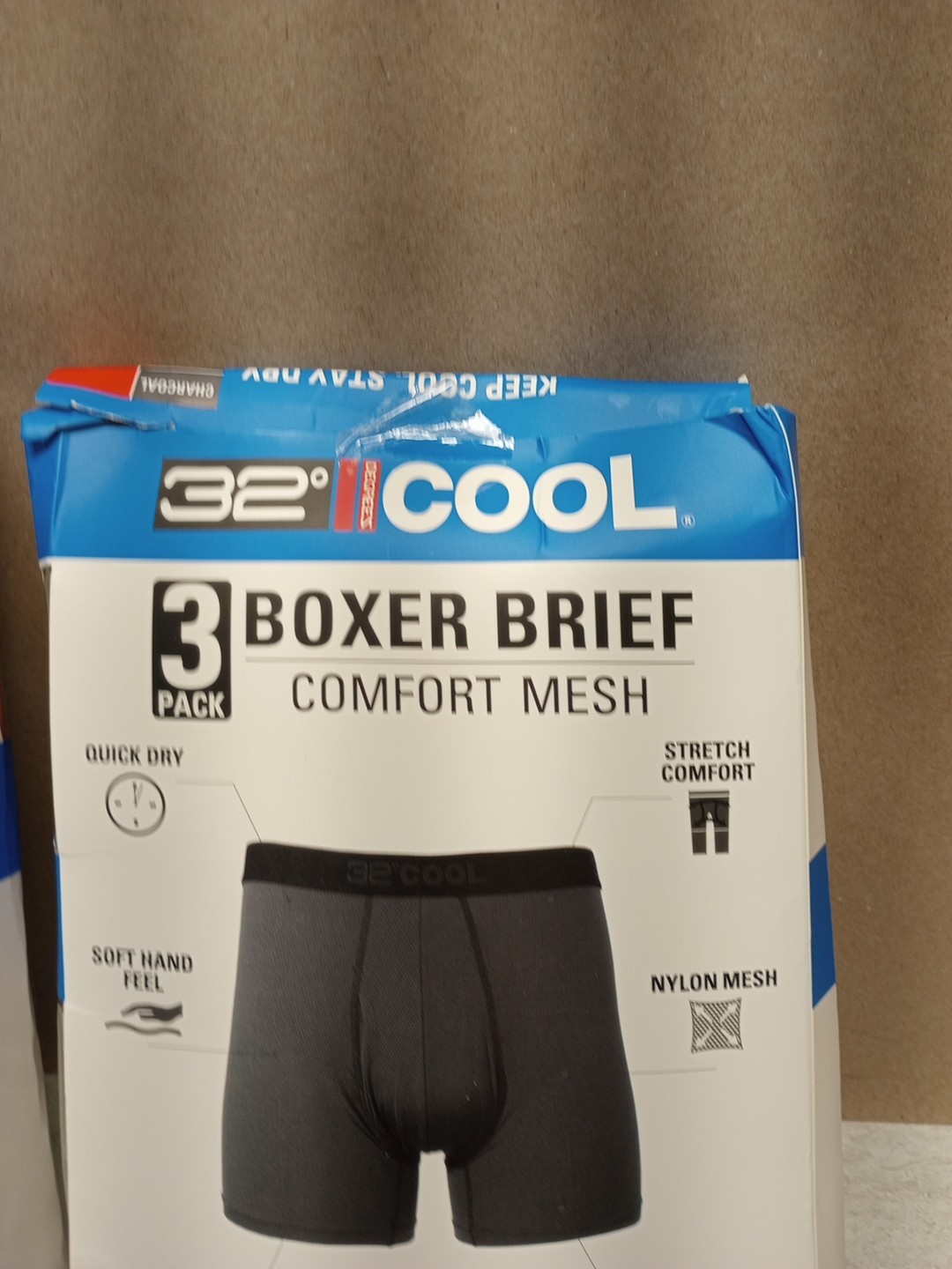 6 Pack – 32 Degrees Cool Men’s Comfort Mesh Boxer Brief Multicolor Sz. M