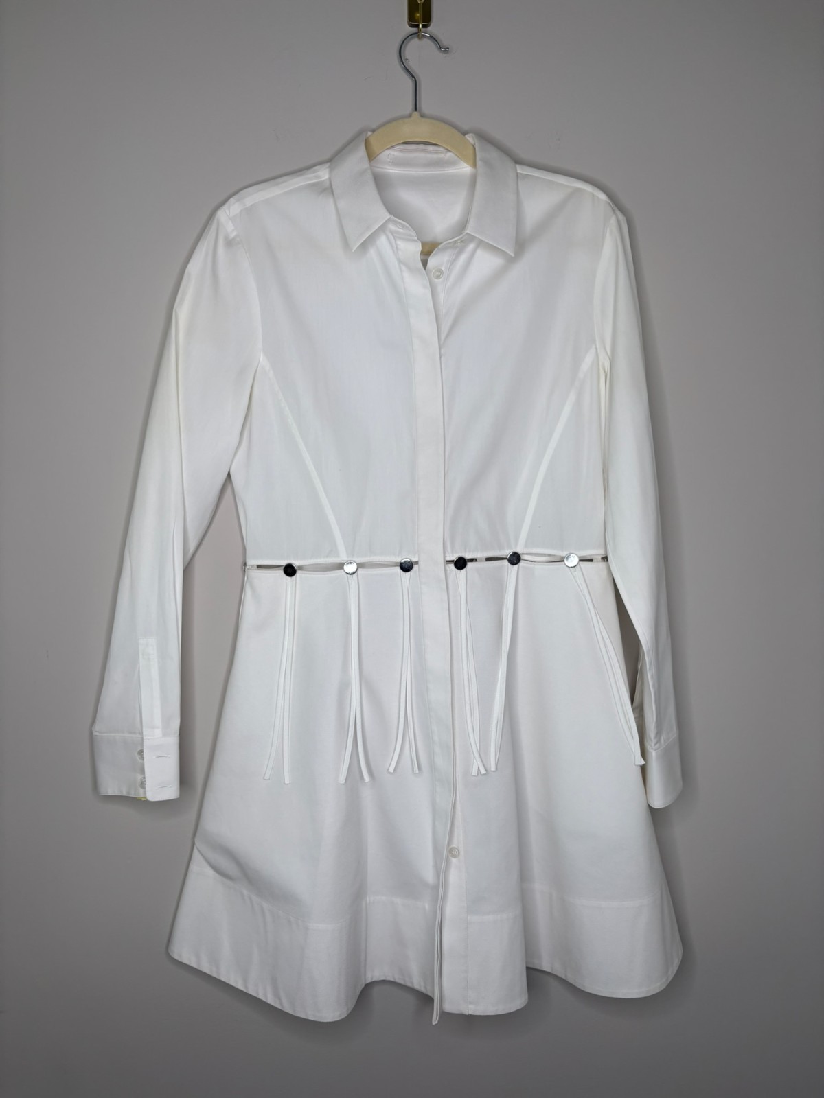 Alexander Wang Cotton Poplin Shirtdress White Size 10 Buttoned Cutout