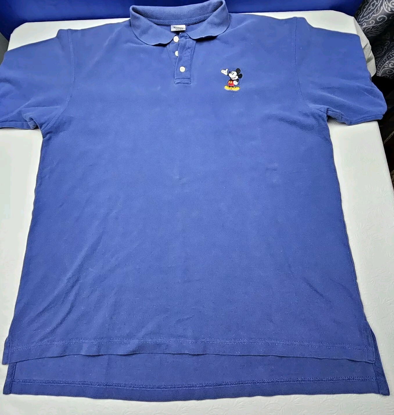 Mens Disney Store Polo Blue Mickey Mouse Size Large Pit To Pit 24in