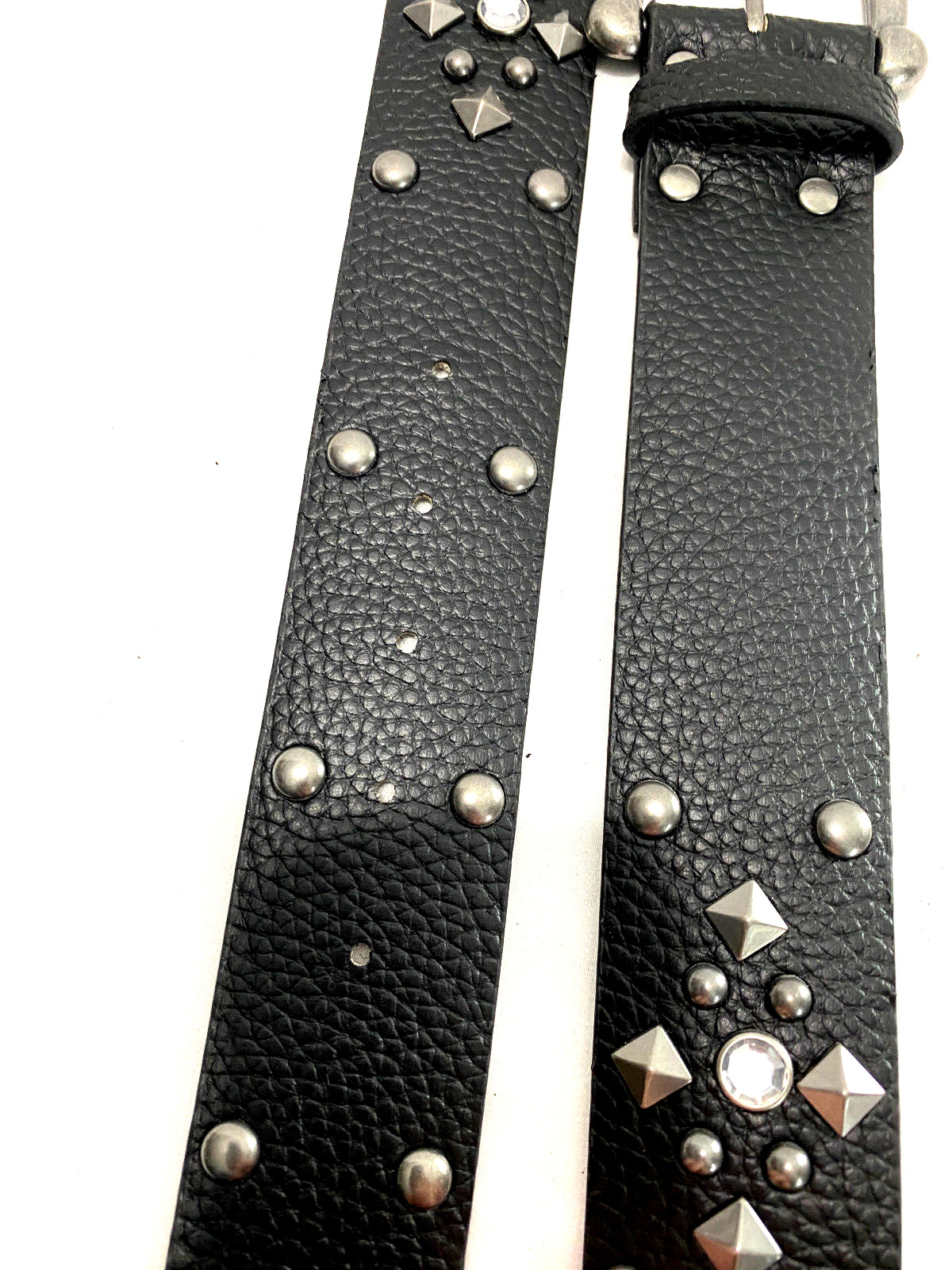 Kohls Womens Belt Black Man Made Materials With Rivets 1.75″ Wide