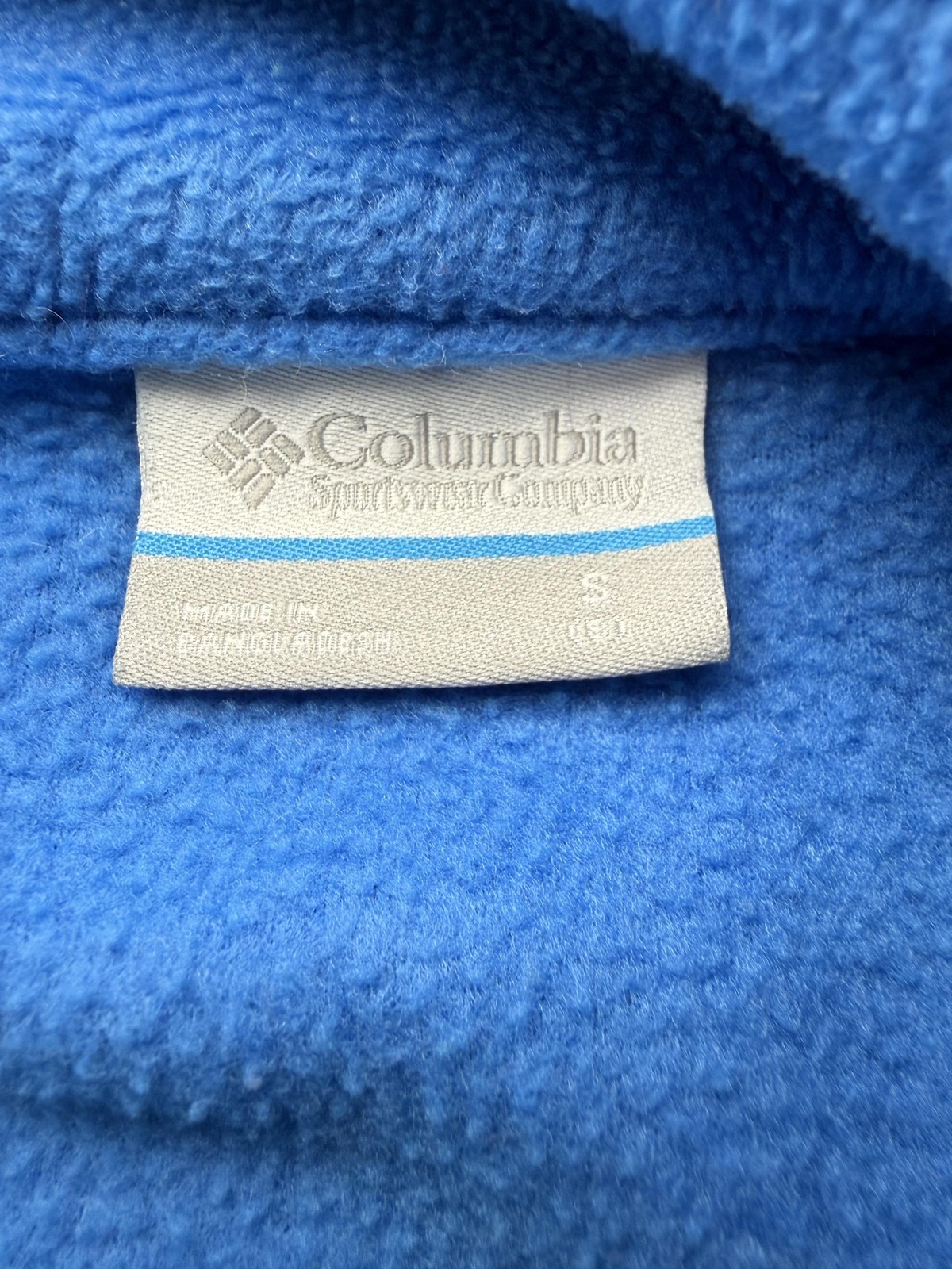 Columbia Fleece Jacket Youth Small Blue Full Zip Mock Neck Pockets Outdoor Warm