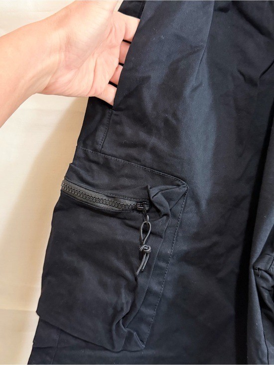 Urban Man Long Length Elastic Waist with Drawstring Black Cargo Shorts XS – XL