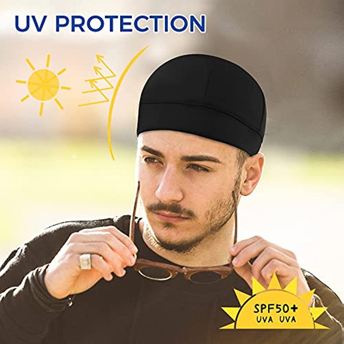 Moisture Sweat Wicking Cooling Bald Dome Skull Cap Helmet Liner Sport Beanie Hat