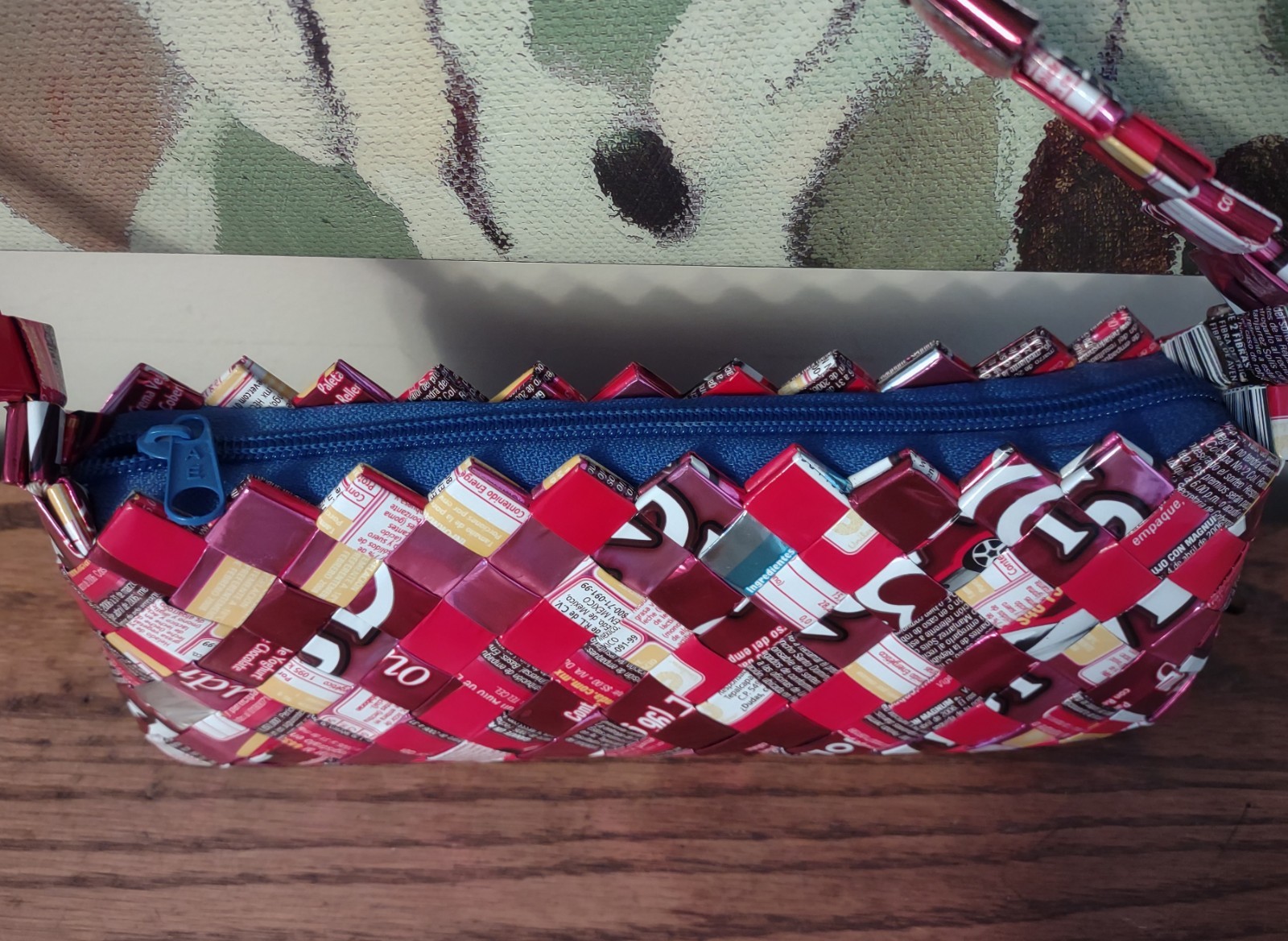 Nahui Ollin Candy Wrappers Shoulder Bag Red Pink Mexico Zipper Purse