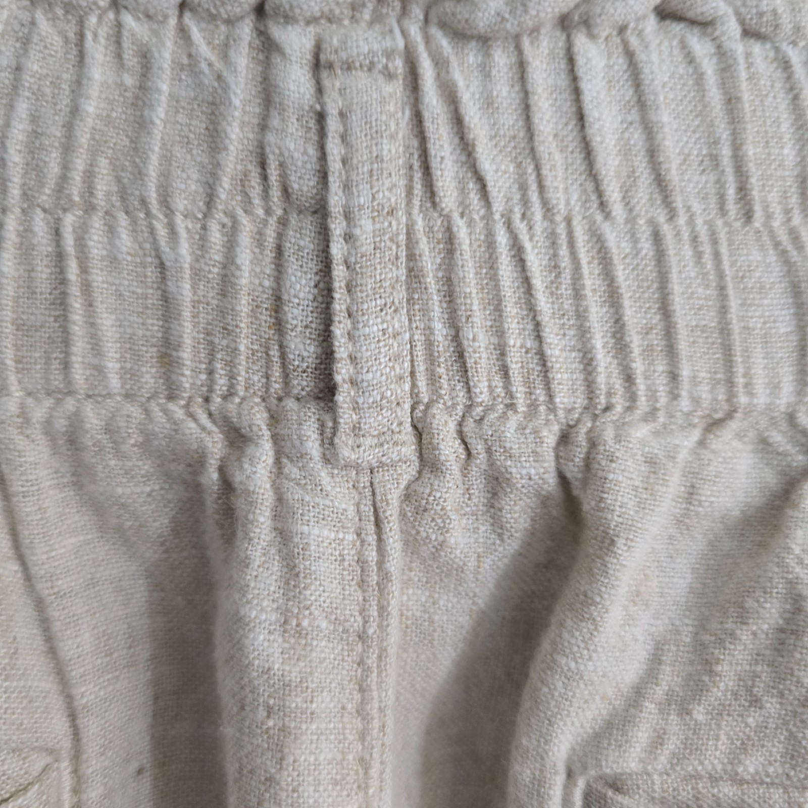 Women’s Linen Blend Pull-On Pants Off White Elastic Waist Wide Leg 28-30 x 30