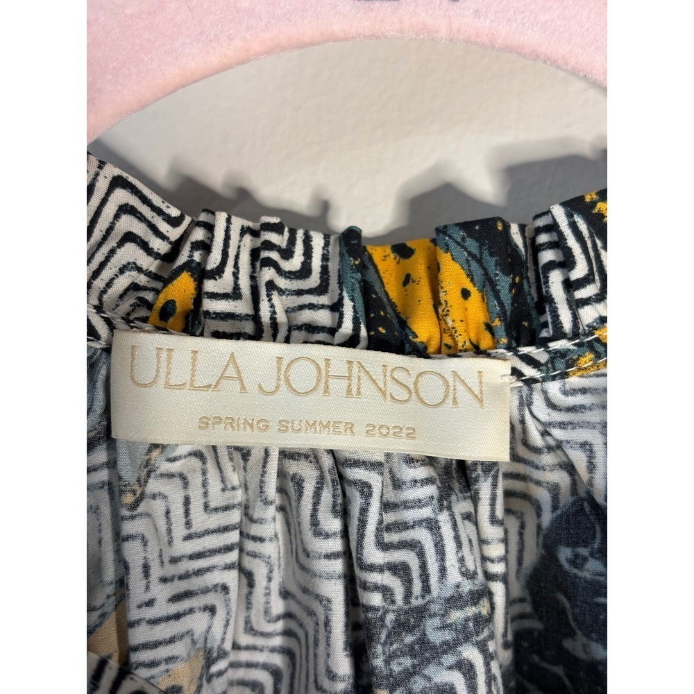 ULLA JOHNSON Spring Summer 2022 Womens Size 6 Cotton Floral Ruffle Sleeve Top