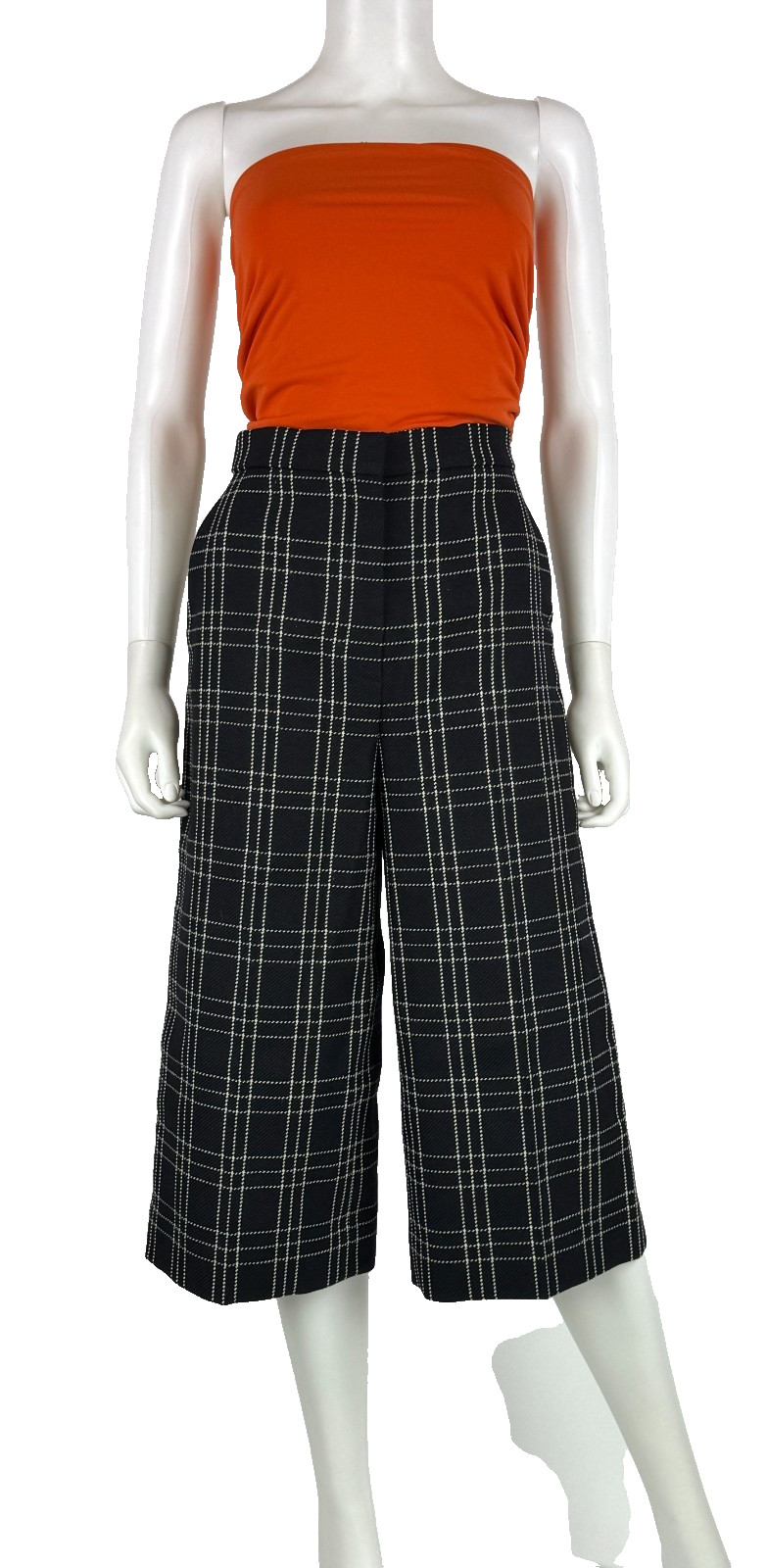 $2K Christian Dior New Black White Wool Dress Pants 4 6 US 40 IT S Culottes Auth