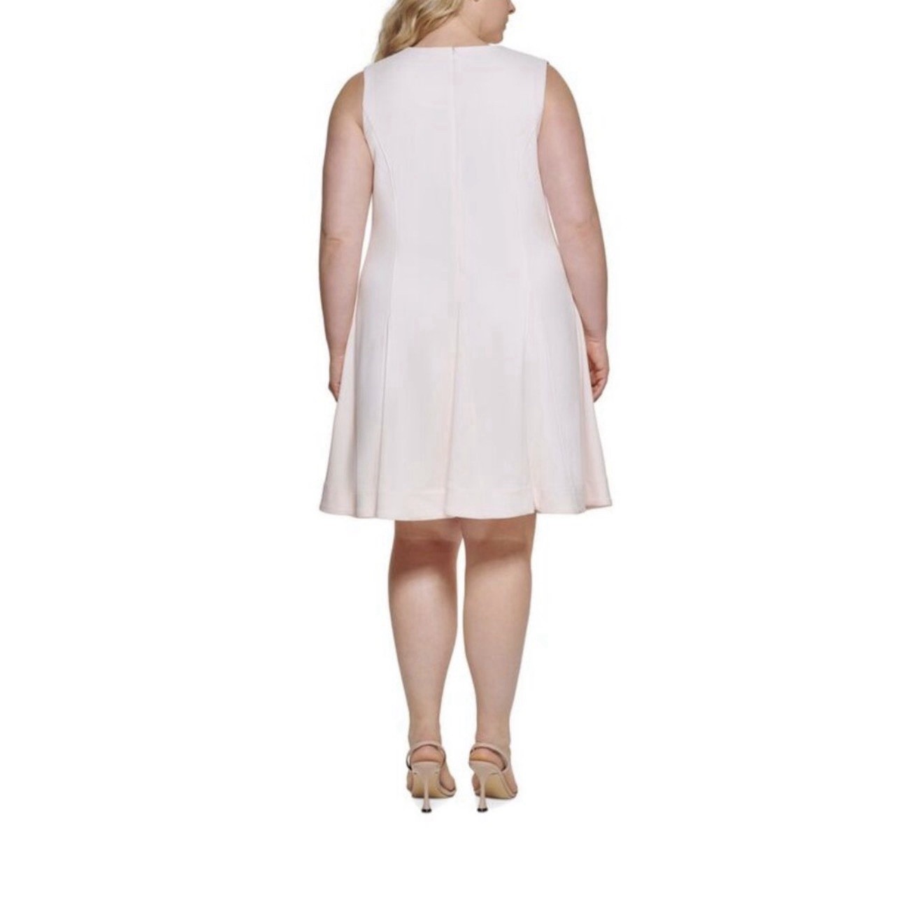 Calvin Klein Blush Pink Fit and Flare Shortsleeved Midi Dress