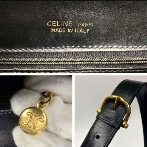 Vintage Celine Shoulder Bag with Horse-Drawn Carriage Hardware Leather Used JP