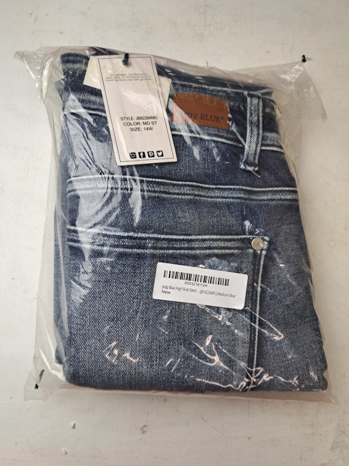 Judy Blue Women’s High Rise Destroyed Boyfriend Jeans, Size 14W