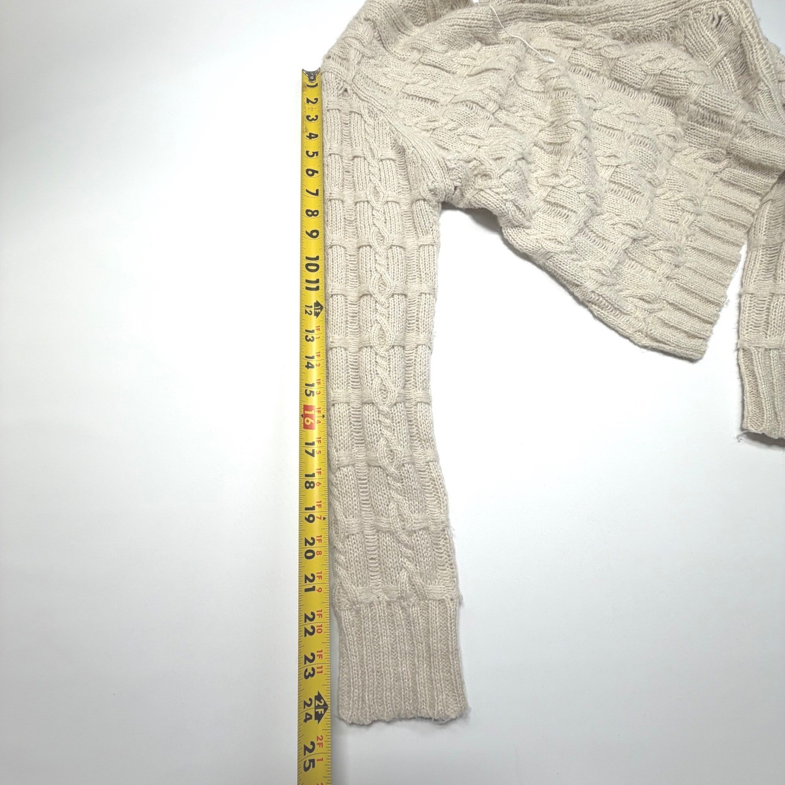 EDIT Jason Wu Cable Knit Wrap Sweater Cropped Neutral Cozy Size M