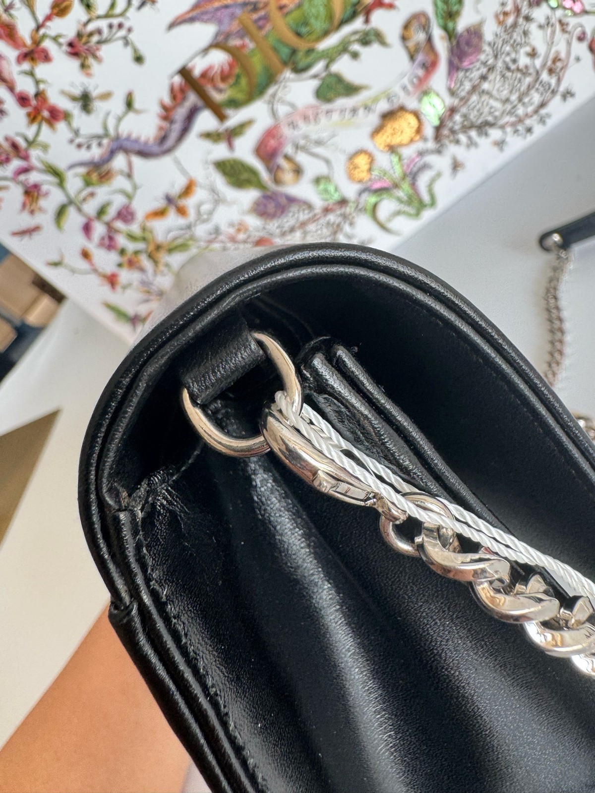 Dior Pre-Owned Authentic Chain Bag Black 21×13×6cm Silver