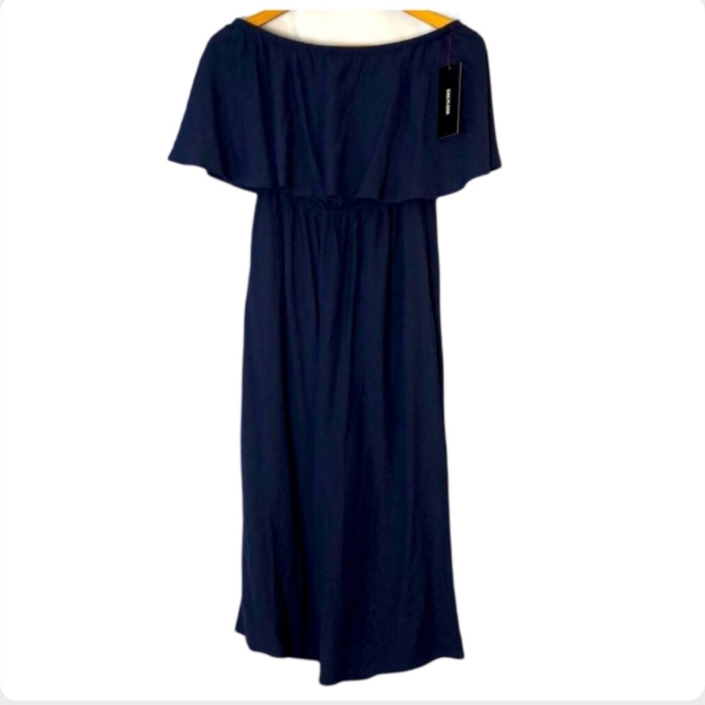 SUGARLIPS LANAH STRAPLESS WIDE LEG JUMPSUIT NAVY BLUE MEDIUM NWT