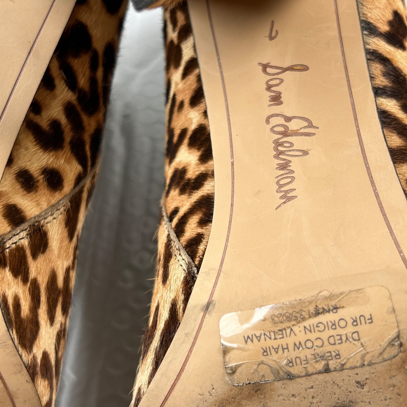 Sam Edelman Case Leopard Calf Hair Ankle Boots Chelsea Block Heel Women’s Size