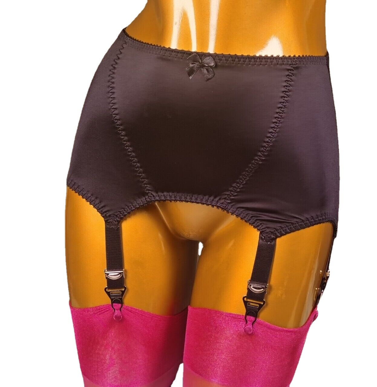 Sexy Wet Look Open Bottom Girdle Firm Shaping Girdle Garter Belt with 6 Straps