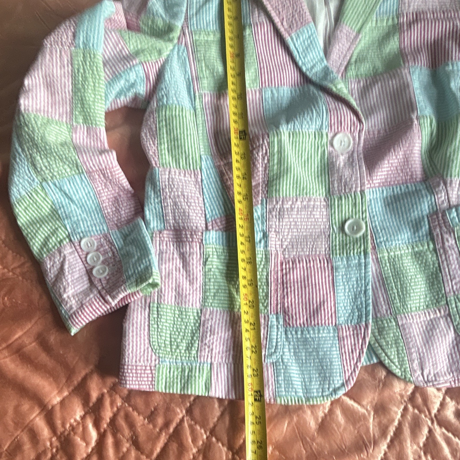Talbots Petites 12P Multicolor Plaid Blazer Jacket Lined Pockets Button