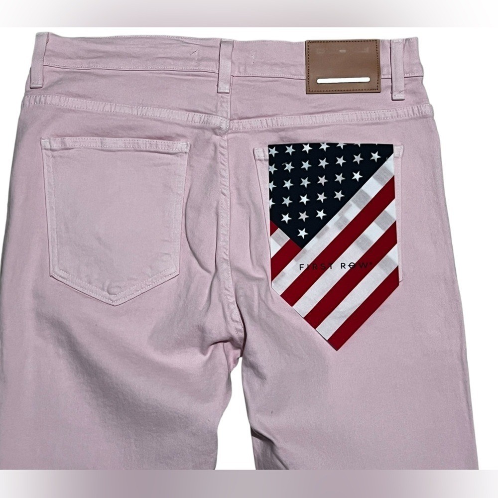 First Row men’s slim straight Pink Distress jeans pants American Flag size 34X32